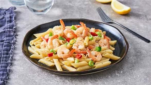 Makaron z krewetkami w maślanym sosie